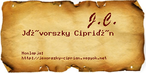 Jávorszky Ciprián névjegykártya